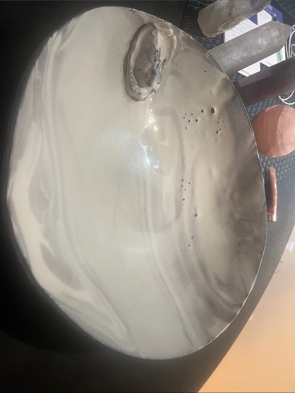 Marbled Ceramic Serving Bowl - Cream Gray